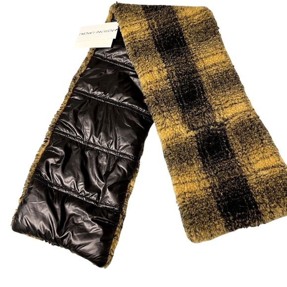 NWT - Adrienne Landau Yellow/Black Check Pull Scarf / One Size - Picture 2 of 3
